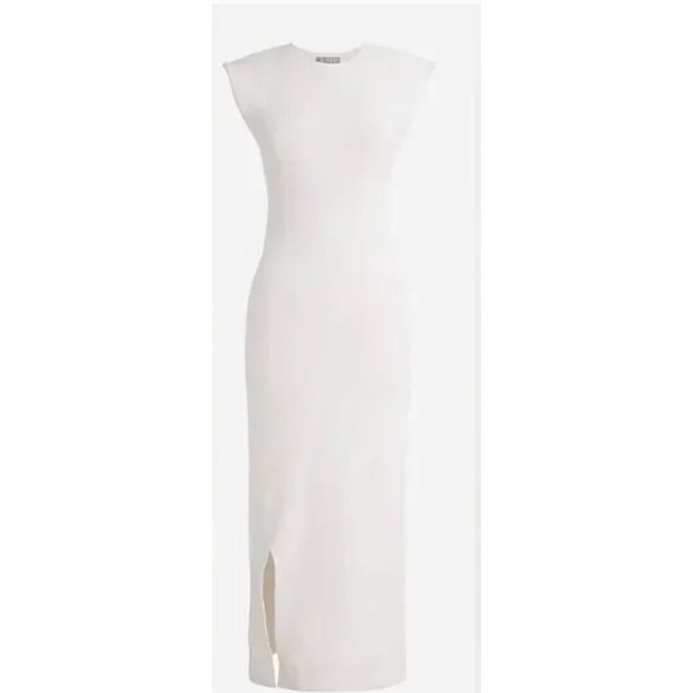 J. Crew White Midi Cap-Sleeve Split Dress